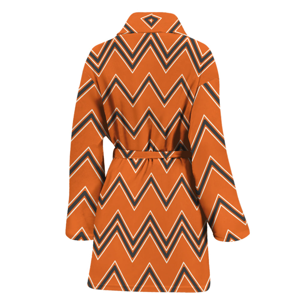 Halloween Zig Zag Pattern Print Women's Bathrobe