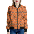 Halloween Zig Zag Pattern Print Women's Bomber Jacket