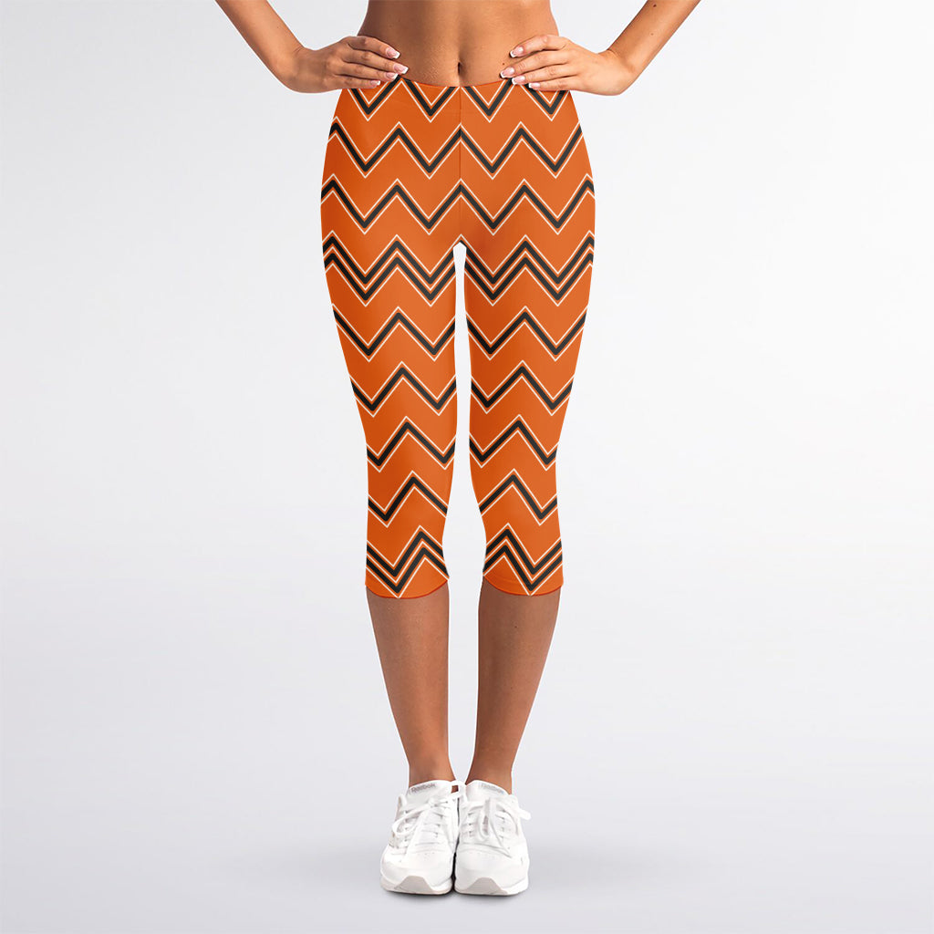 Halloween Zig Zag Pattern Print Women's Capri Leggings