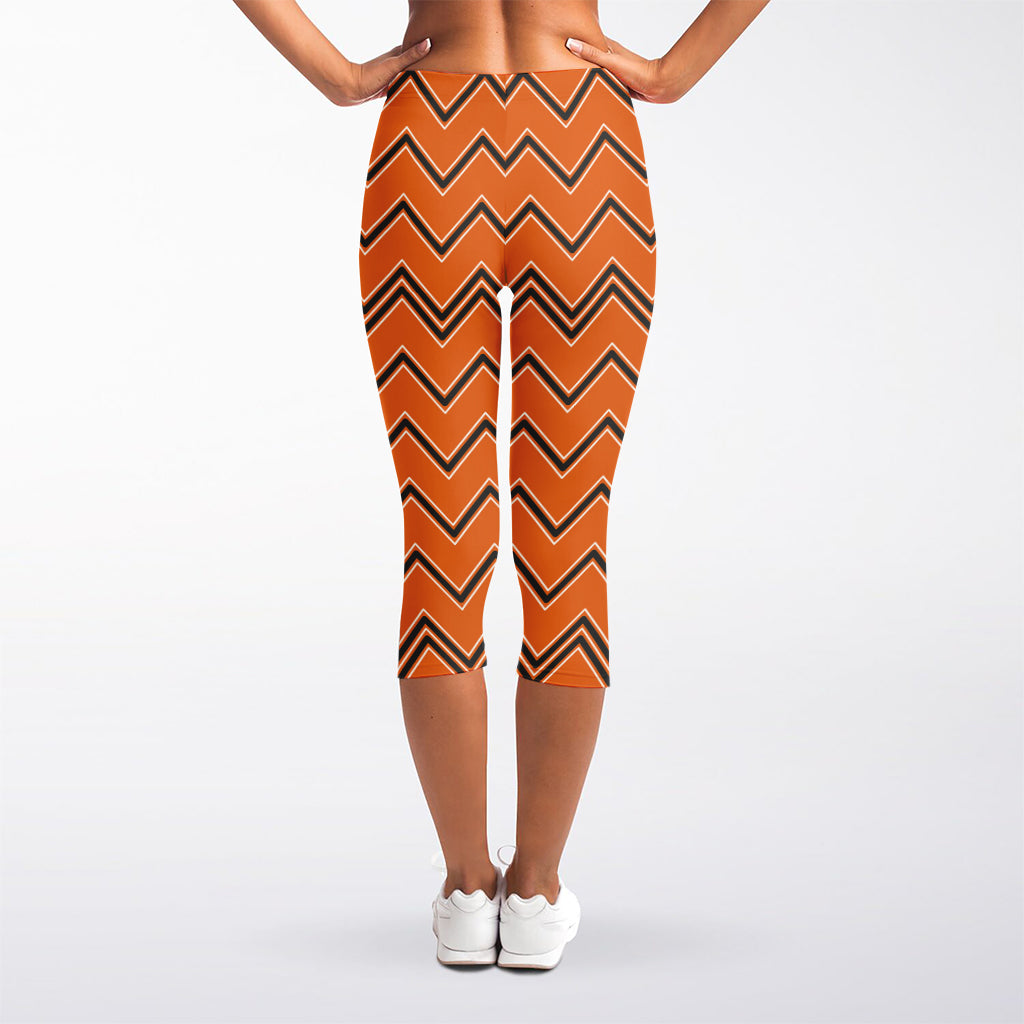 Halloween Zig Zag Pattern Print Women's Capri Leggings
