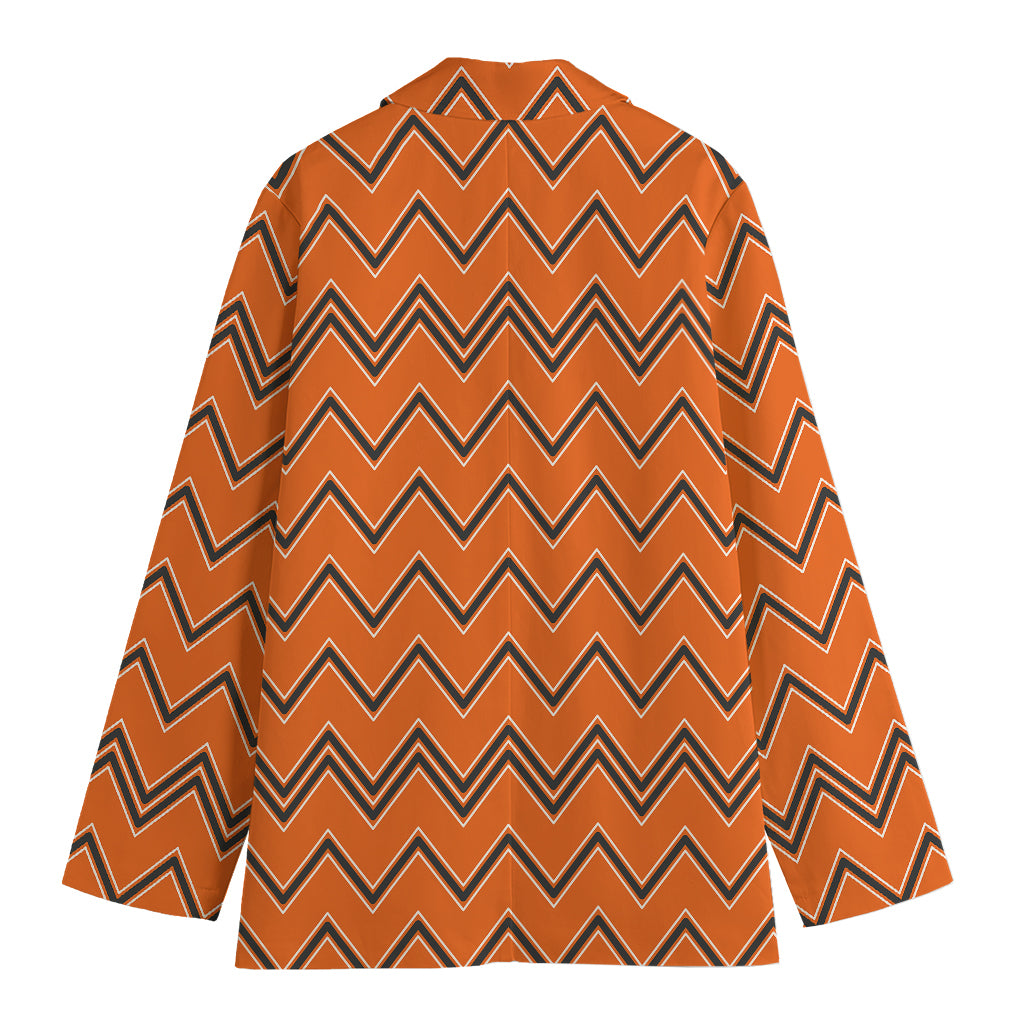 Halloween Zig Zag Pattern Print Women's Cotton Blazer