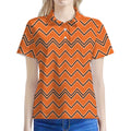 Halloween Zig Zag Pattern Print Women's Polo Shirt