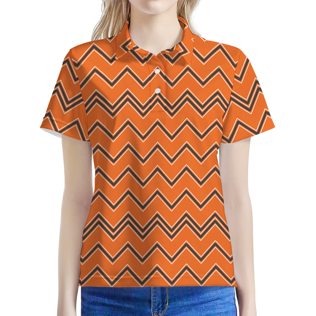 Halloween Zig Zag Pattern Print Women's Polo Shirt