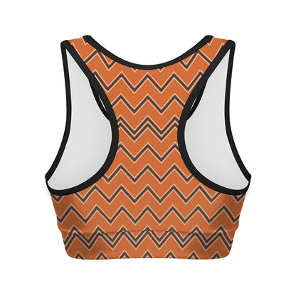 Halloween Zig Zag Pattern Print Women's Sports Bra