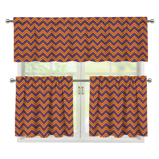 Halloween Zigzag Pattern Print 3 Piece Kitchen Curtains