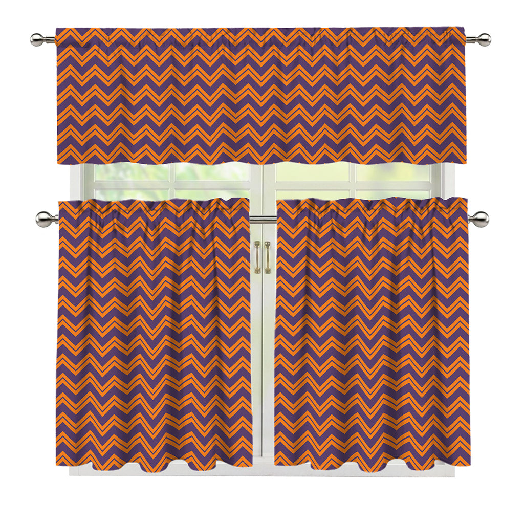 Halloween Zigzag Pattern Print 3 Piece Kitchen Curtains