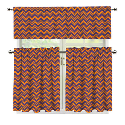 Halloween Zigzag Pattern Print 3 Piece Kitchen Curtains