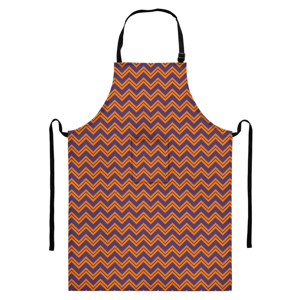 Halloween Zigzag Pattern Print Bib Apron With Pocket