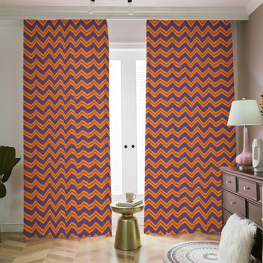 Halloween Zigzag Pattern Print Blackout Pencil Pleat Curtains