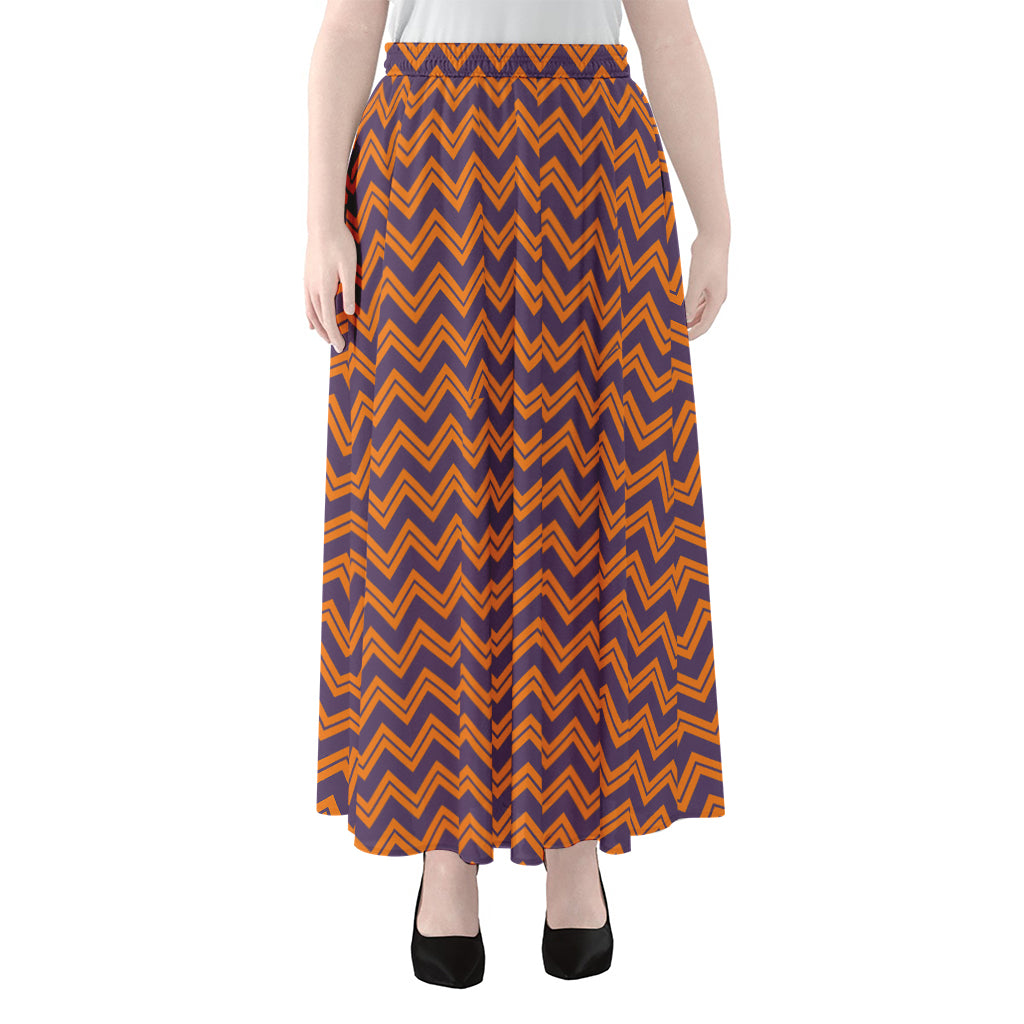 Halloween Zigzag Pattern Print Chiffon Maxi Skirt