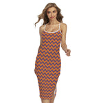 Halloween Zigzag Pattern Print Cross Back Cami Dress