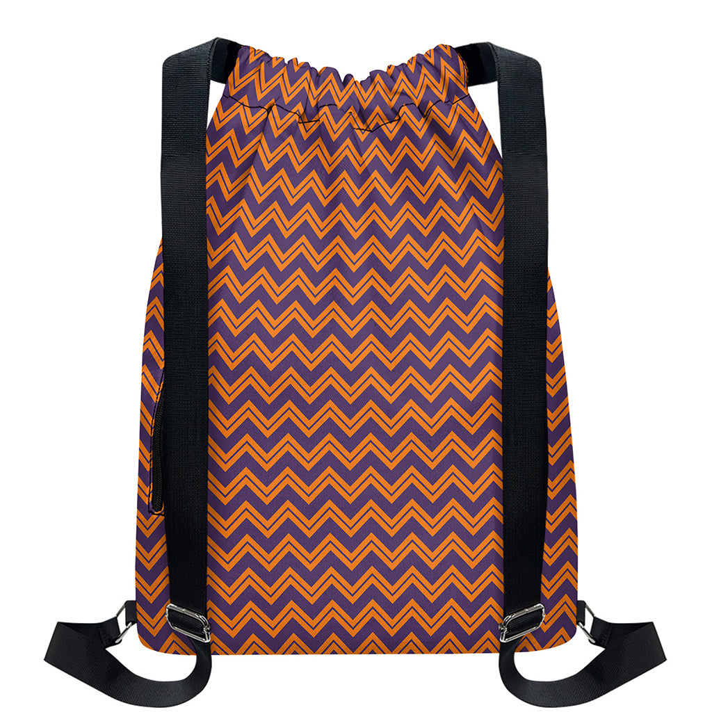 Halloween Zigzag Pattern Print Drawstring Backpack