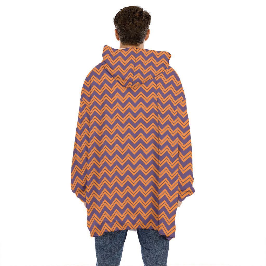 Halloween Zigzag Pattern Print Hoodie Blanket