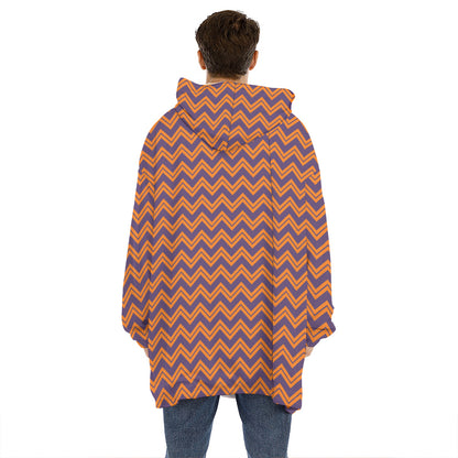 Halloween Zigzag Pattern Print Hoodie Blanket