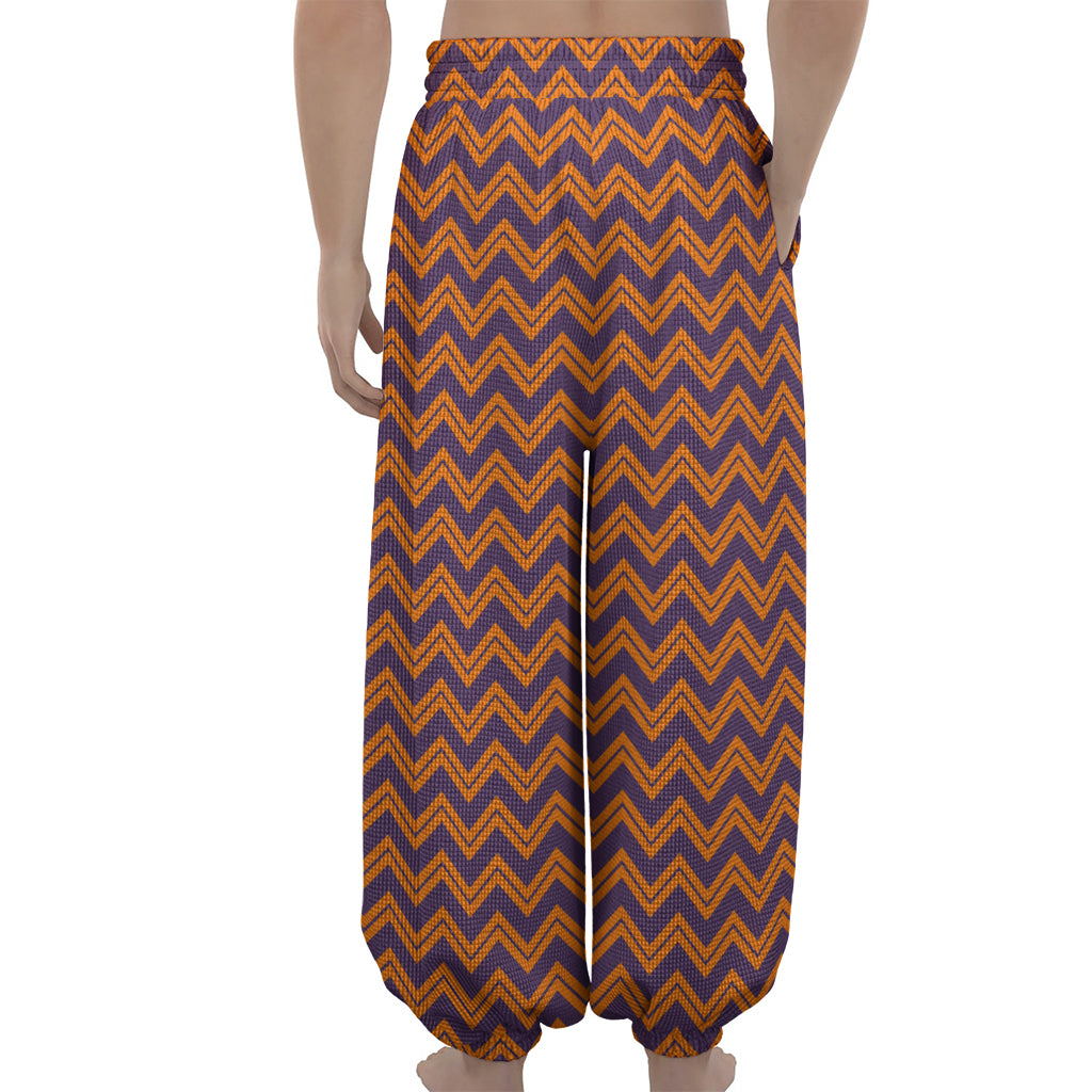 Halloween Zigzag Pattern Print Lantern Pants