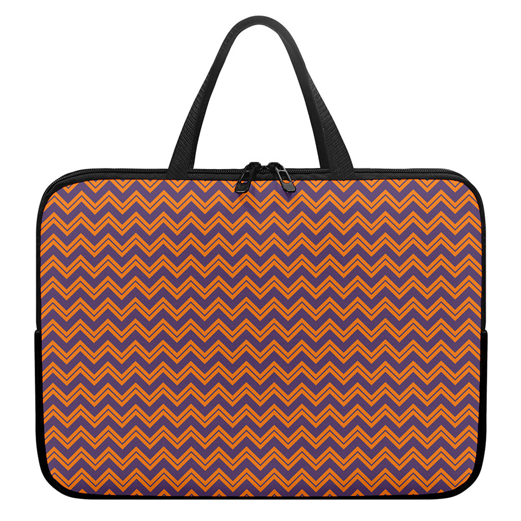 Halloween Zigzag Pattern Print Laptop Sleeve With Handle