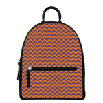 Halloween Zigzag Pattern Print Leather Backpack
