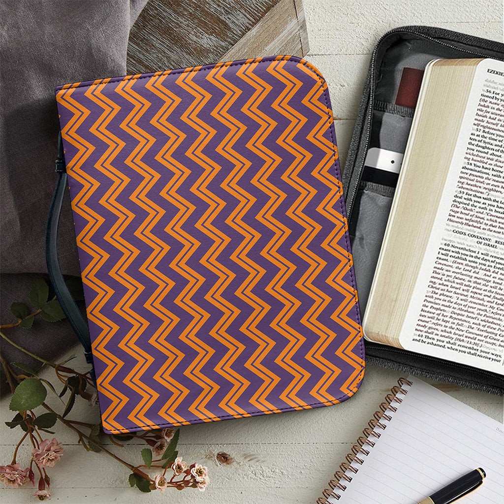 Halloween Zigzag Pattern Print Leather Bible Cover
