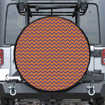 Halloween Zigzag Pattern Print Leather Spare Tire Cover