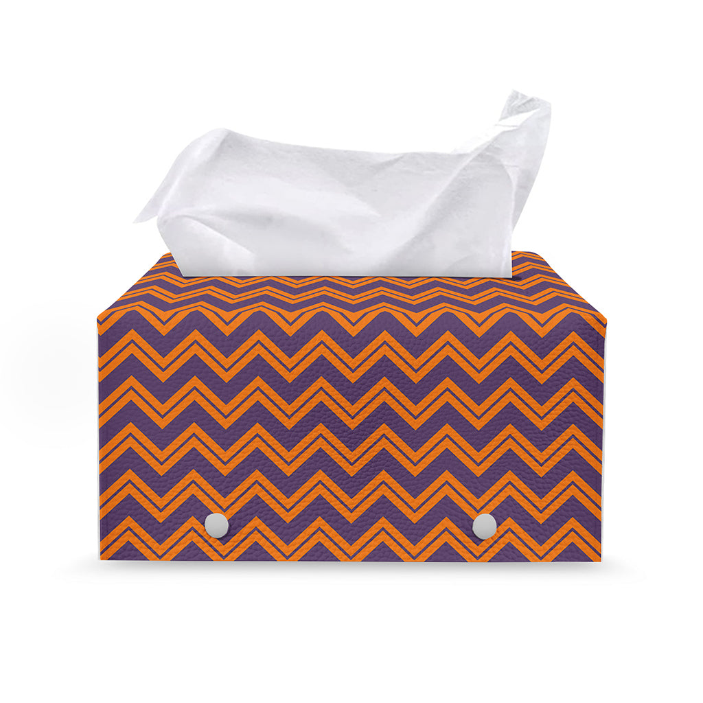 Halloween Zigzag Pattern Print Leather Tissue Box Cover