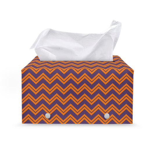 Halloween Zigzag Pattern Print Leather Tissue Box Cover