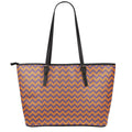 Halloween Zigzag Pattern Print Leather Tote Bag With Zipper