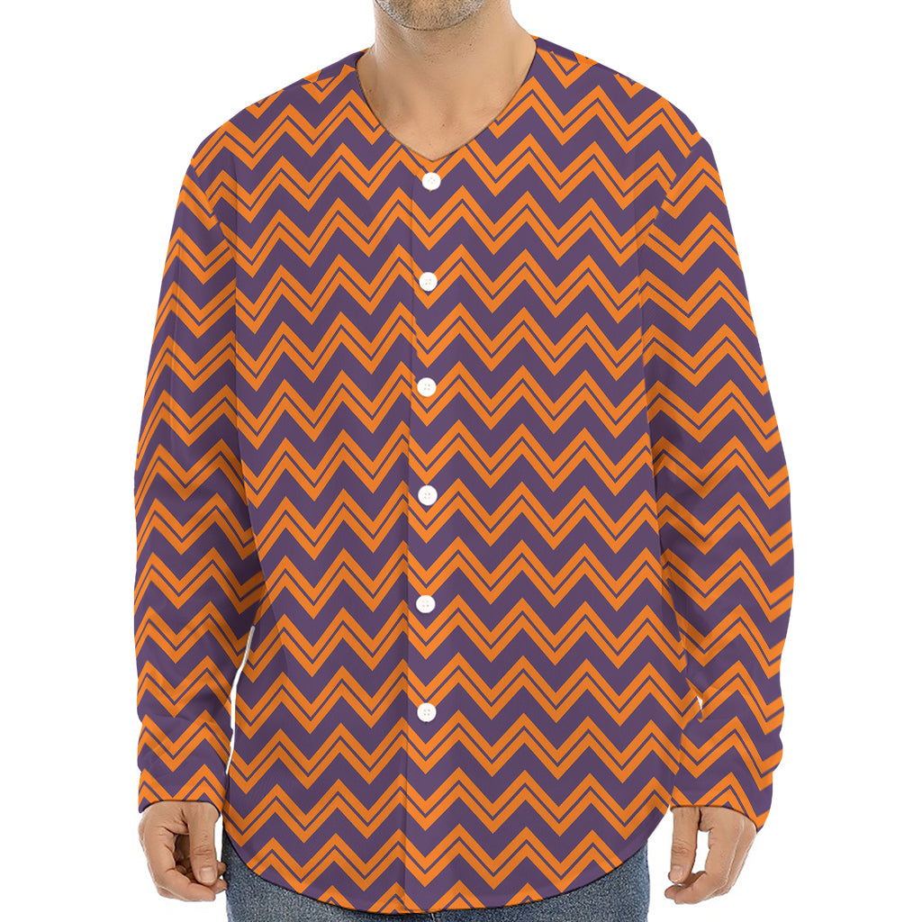 Halloween Zigzag Pattern Print Long Sleeve Baseball Jersey
