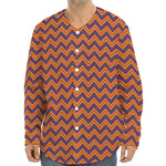 Halloween Zigzag Pattern Print Long Sleeve Baseball Jersey