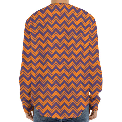 Halloween Zigzag Pattern Print Long Sleeve Baseball Jersey