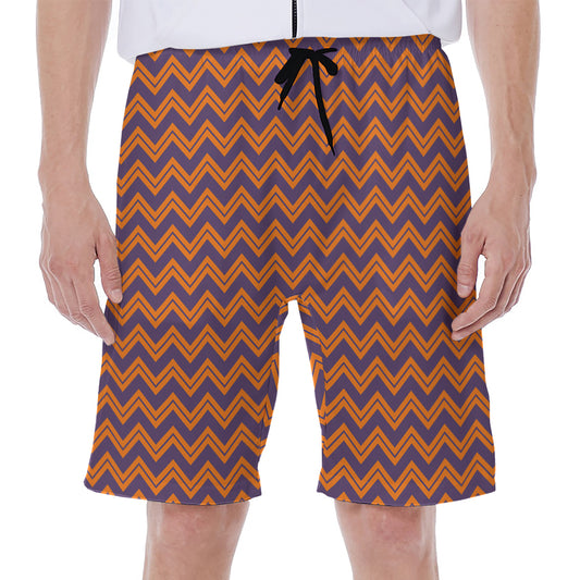 Halloween Zigzag Pattern Print Men's Beach Shorts