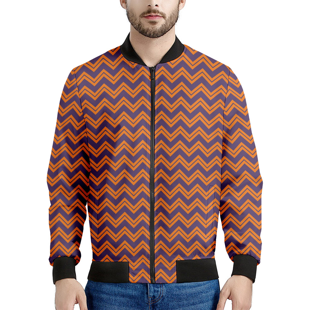 Halloween Zigzag Pattern Print Men's Bomber Jacket