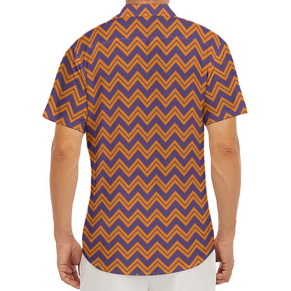 Halloween Zigzag Pattern Print Men's Deep V-Neck Shirt