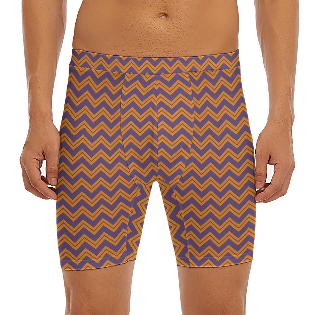 Halloween Zigzag Pattern Print Men's Long Boxer Briefs