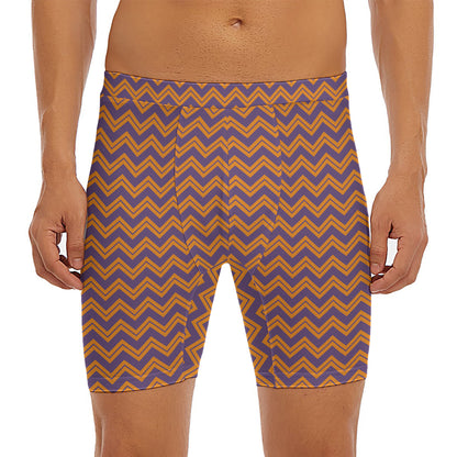 Halloween Zigzag Pattern Print Men's Long Boxer Briefs