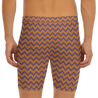 Halloween Zigzag Pattern Print Men's Long Boxer Briefs