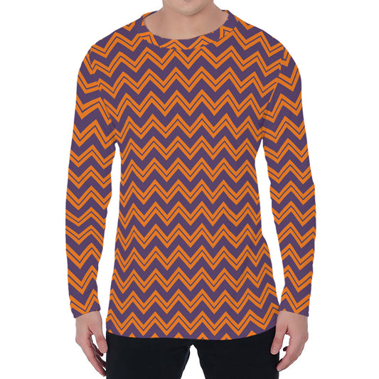 Halloween Zigzag Pattern Print Men's Long Sleeve T-Shirt