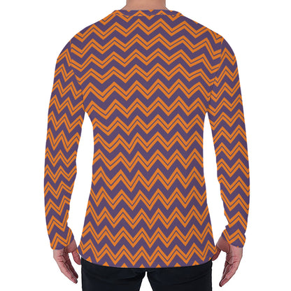 Halloween Zigzag Pattern Print Men's Long Sleeve T-Shirt