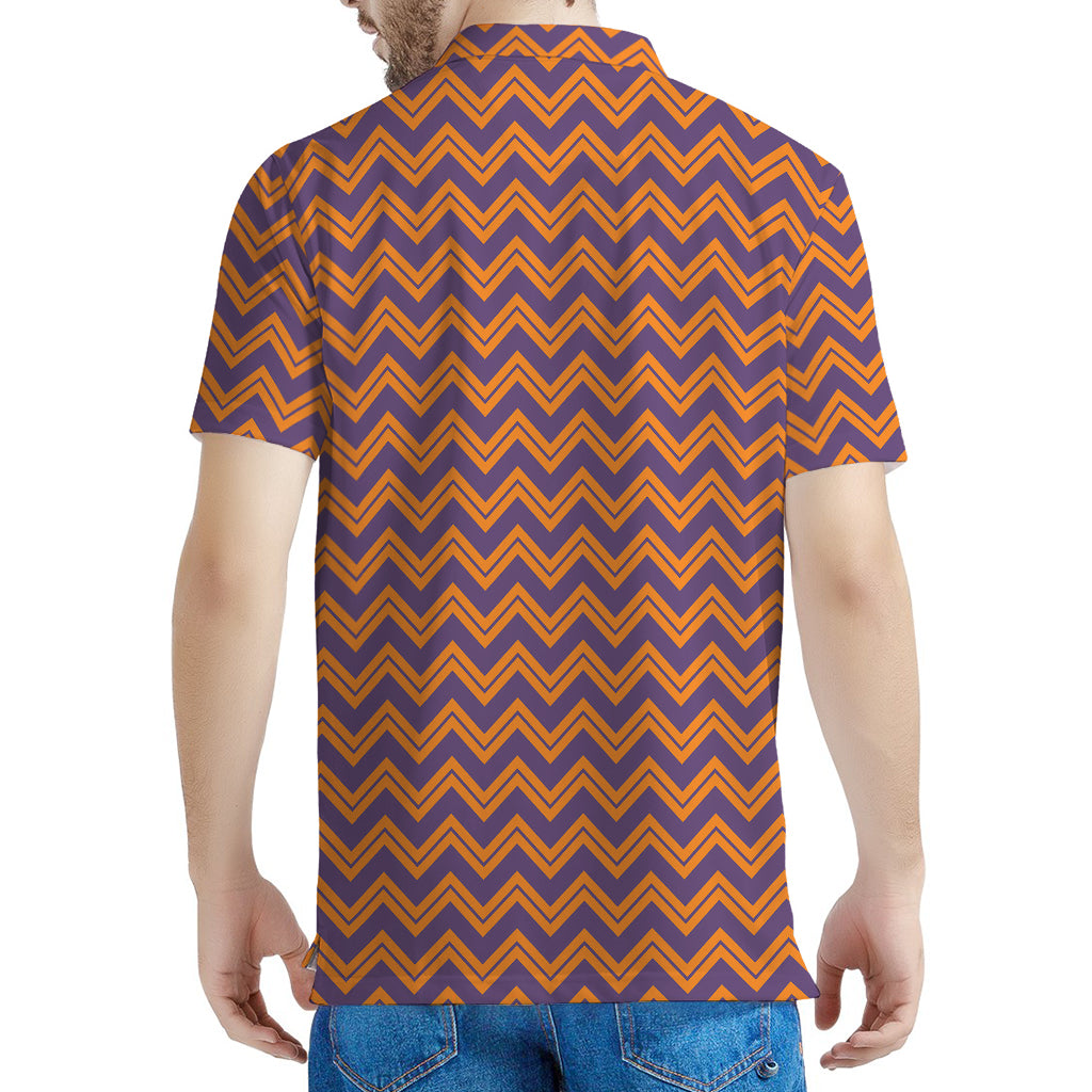 Halloween Zigzag Pattern Print Men's Polo Shirt