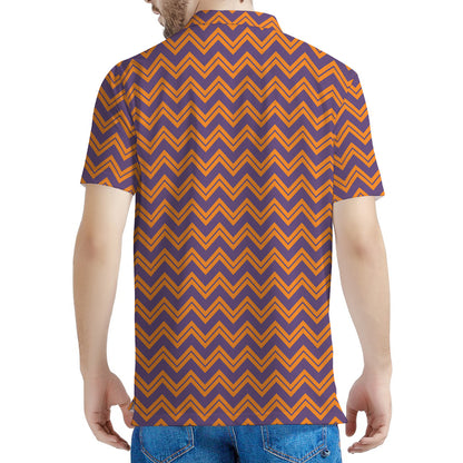 Halloween Zigzag Pattern Print Men's Polo Shirt