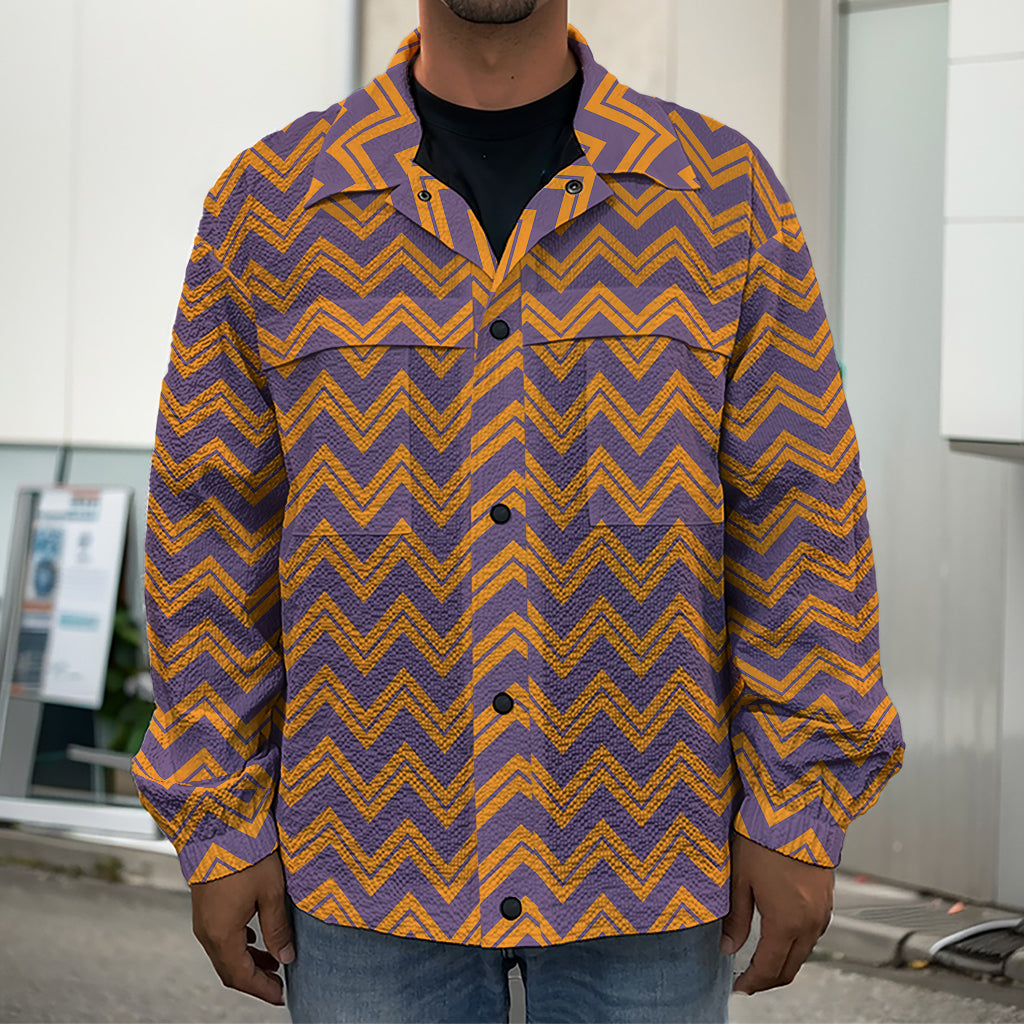 Halloween Zigzag Pattern Print Men's Shirt Jacket