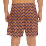Halloween Zigzag Pattern Print Men's Split Running Shorts