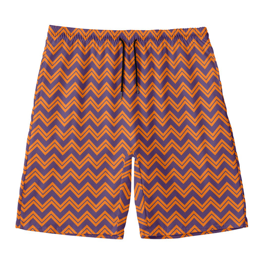 Halloween Zigzag Pattern Print Men's Swim Trunks