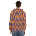 Halloween Zigzag Pattern Print Men's Velvet Pullover Hoodie