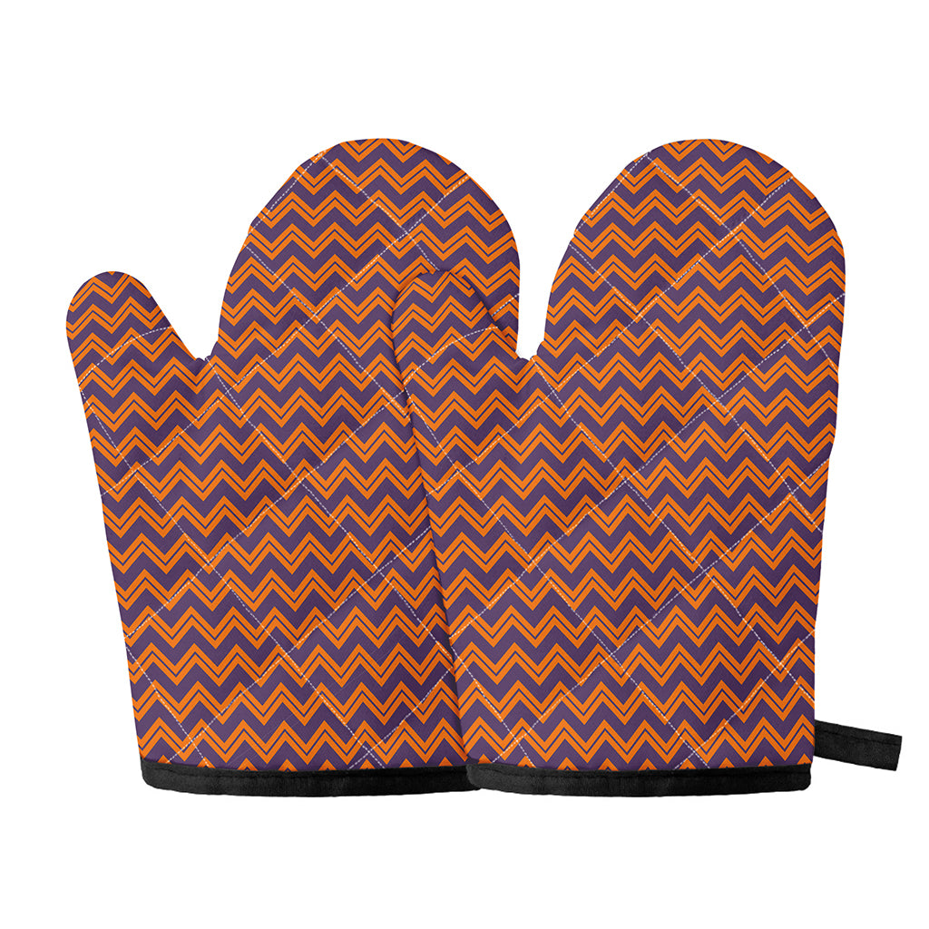 Halloween Zigzag Pattern Print Oven Mitts