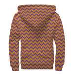 Halloween Zigzag Pattern Print Sherpa Lined Zip Up Hoodie