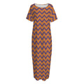 Halloween Zigzag Pattern Print Short Sleeve Long Nightdress