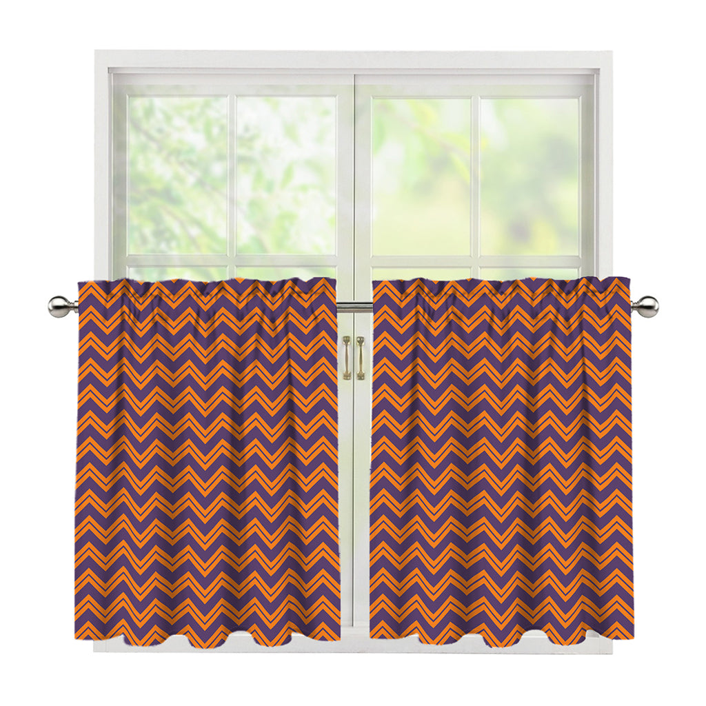 Halloween Zigzag Pattern Print Tier Curtains