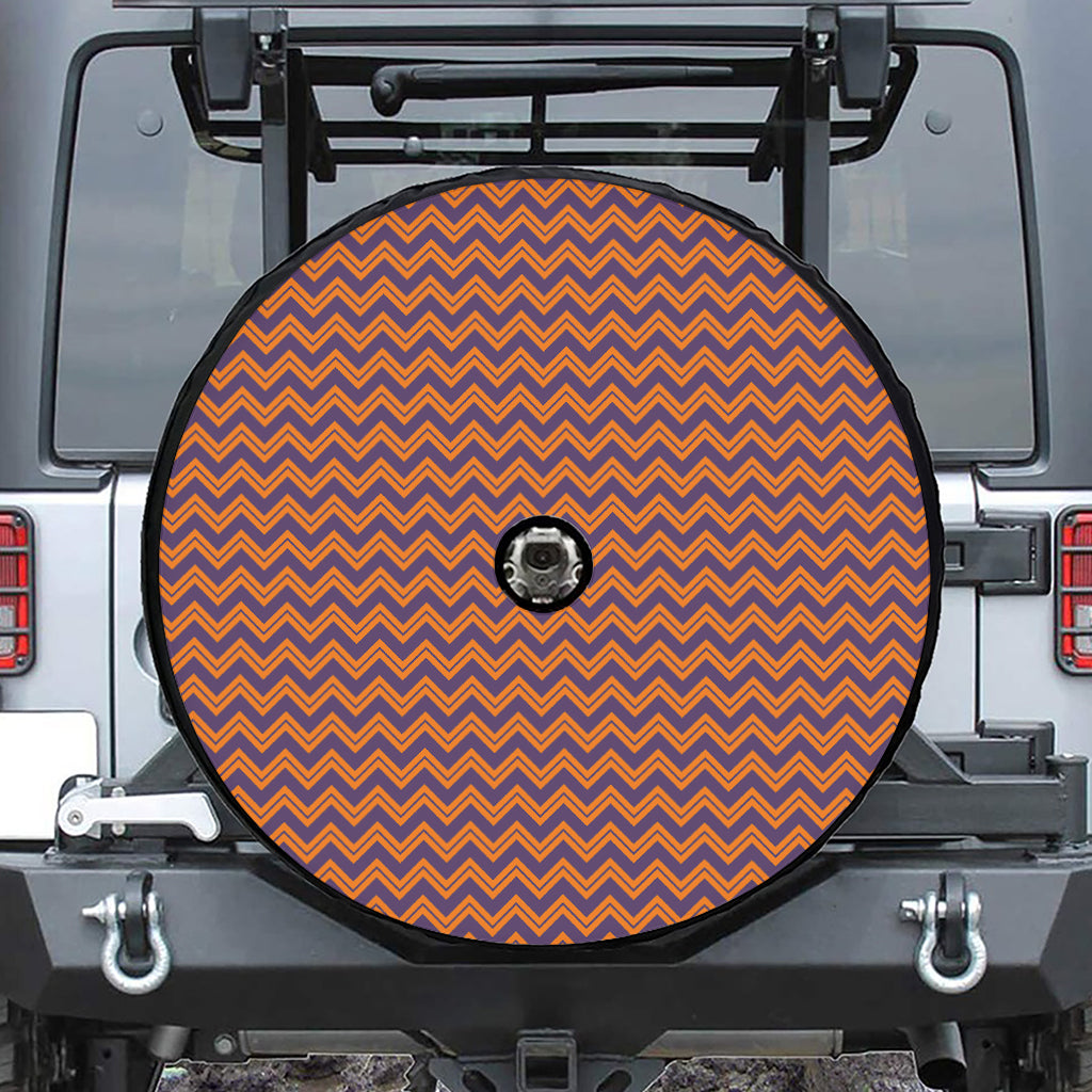 Halloween Zigzag Pattern Print Tire Cover With Camera Hole