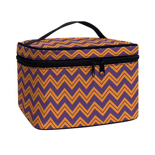 Halloween Zigzag Pattern Print Travel Makeup Bag
