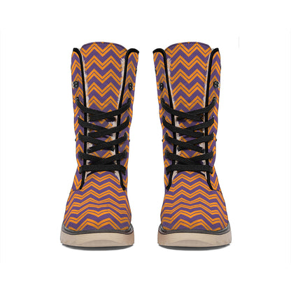 Halloween Zigzag Pattern Print Winter Boots